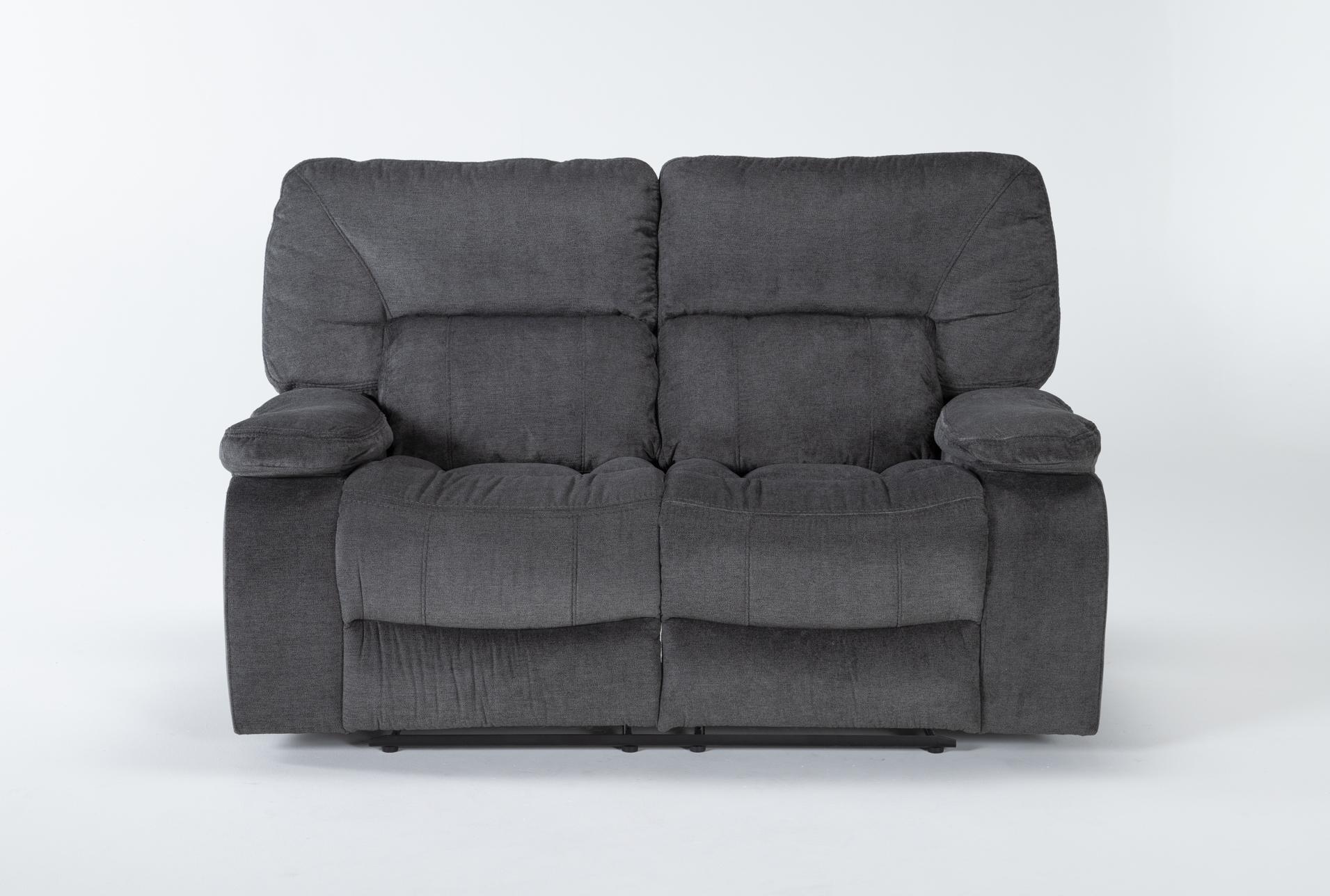 chadrick grey polyester 64" manual reclining loveseat 1 chadrick grey polyester 64" manual reclining loveseat