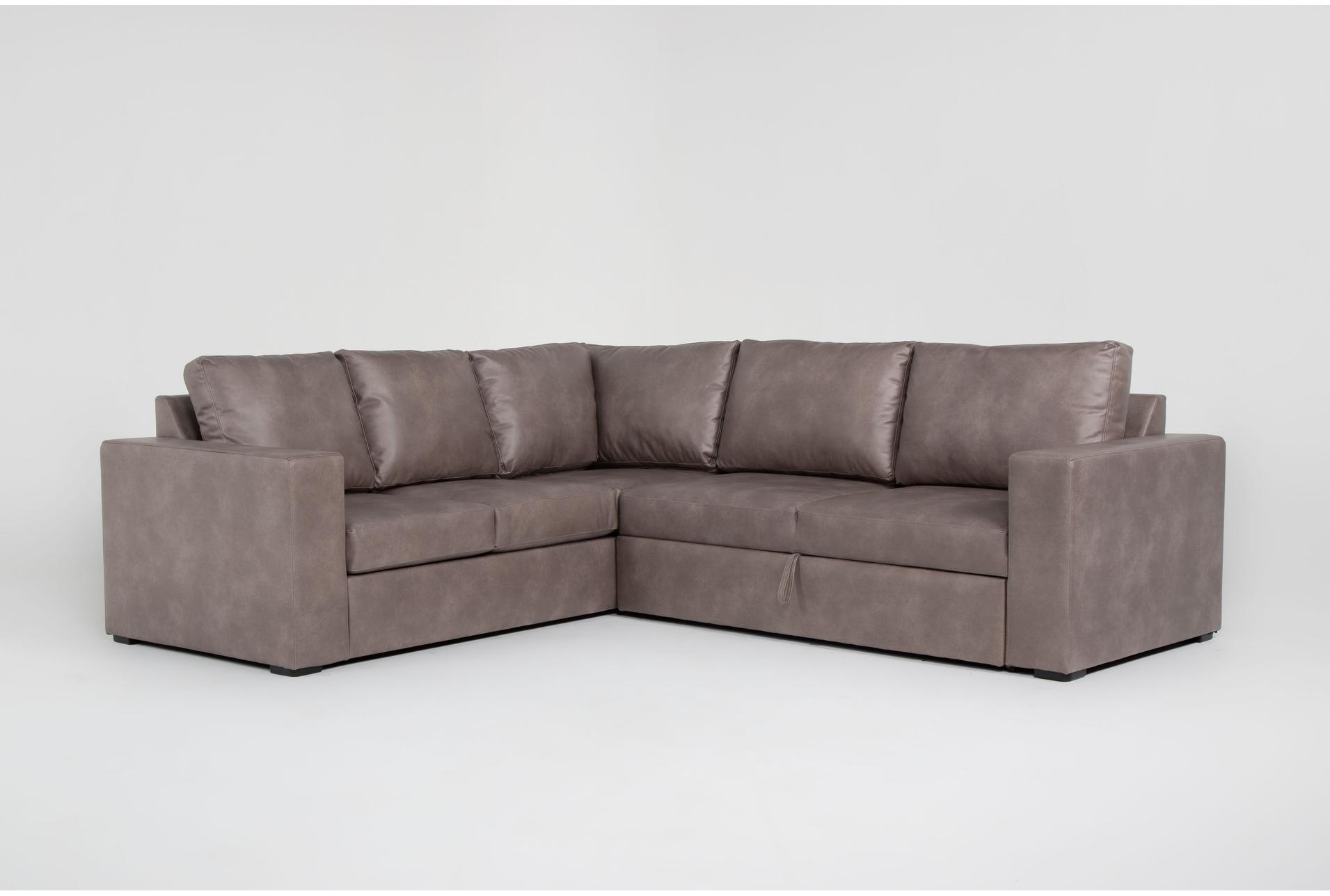 sebastian taupe brown faux leather 109" 2 piece sectional with right arm facing convertible loveseat | fabric | sleeper 1 sebastian taupe brown faux leather 109" 2 piece sectional with right arm facing convertible loveseat | fabric | sleeper