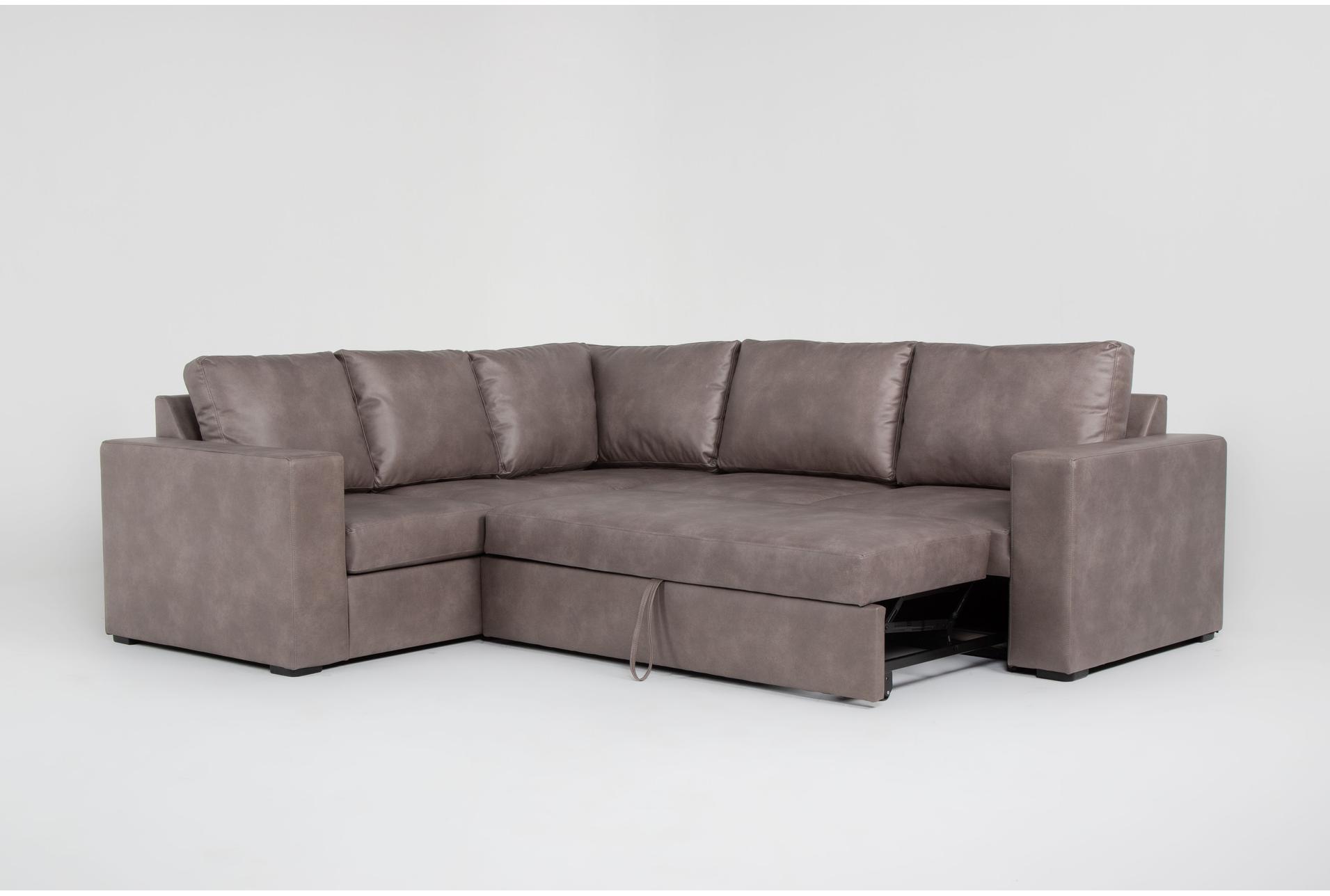 sebastian taupe brown faux leather 109" 2 piece sectional with right arm facing convertible loveseat | fabric | sleeper 9 sebastian taupe brown faux leather 109" 2 piece sectional with right arm facing convertible loveseat | fabric | sleeper