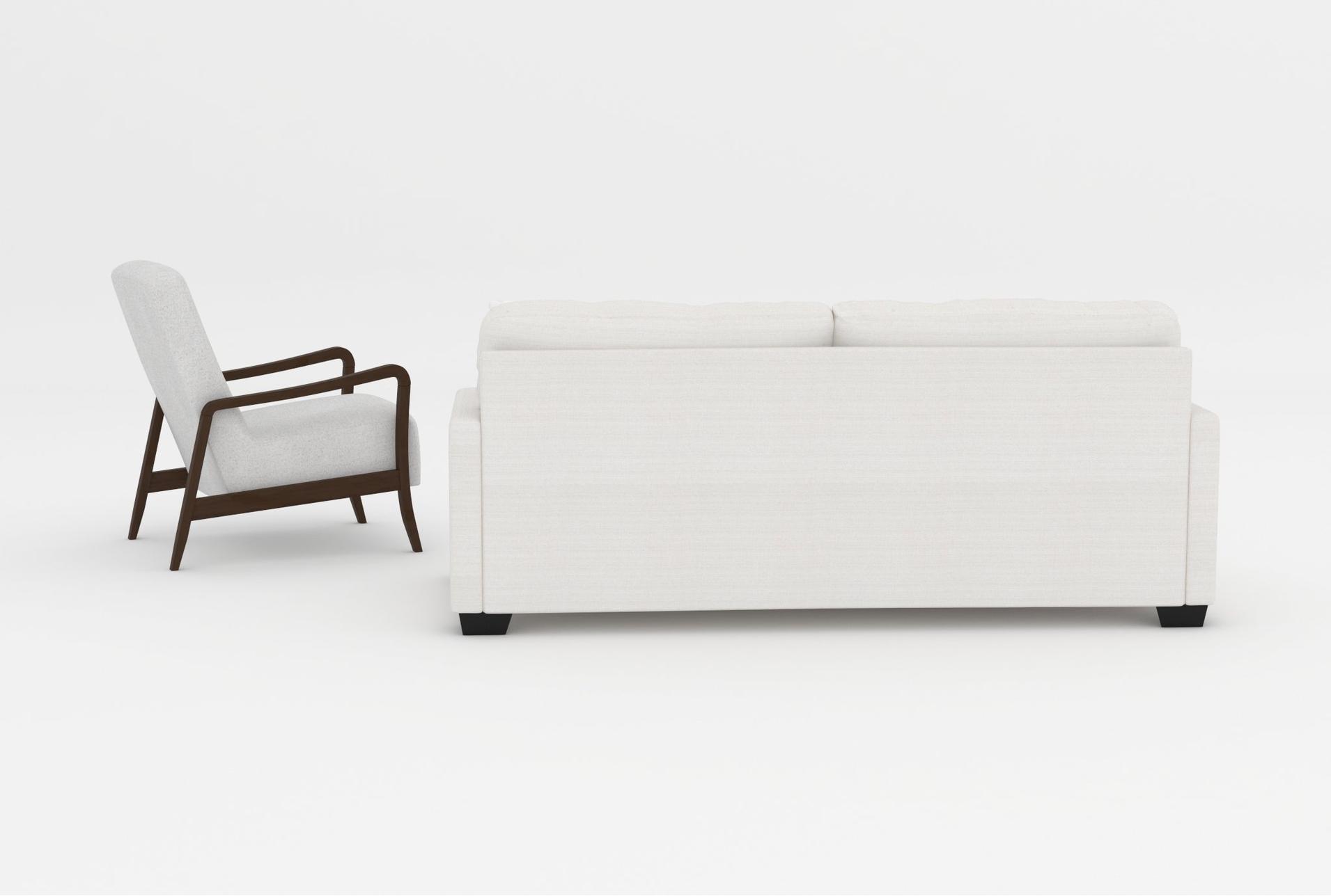 tallulah beige fabric birch 87" sofa|miles white fabric accent arm chair with dark walnut finish 23 tallulah beige fabric birch 87" sofa|miles white fabric accent arm chair with dark walnut finish