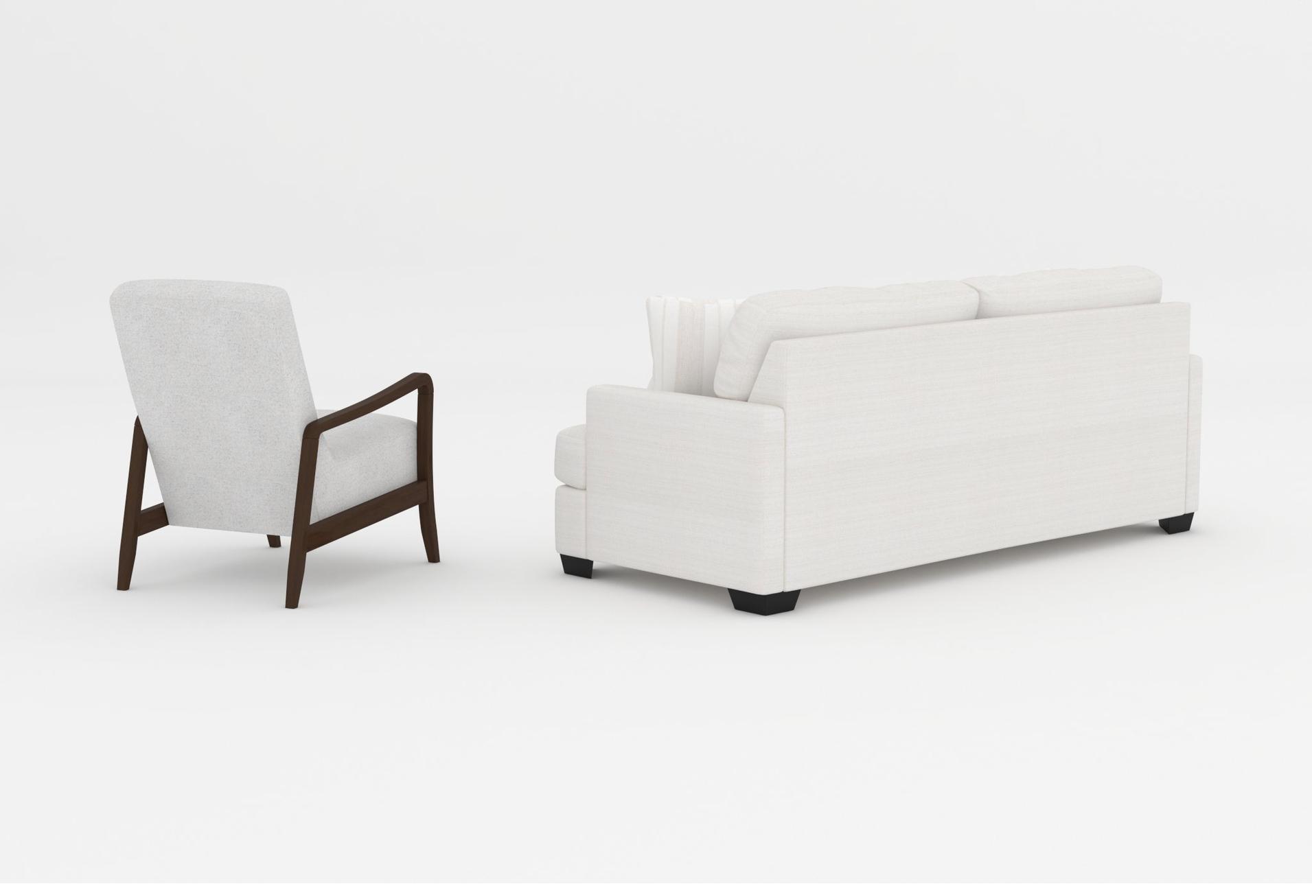 tallulah beige fabric birch 87" sofa|miles white fabric accent arm chair with dark walnut finish 24 tallulah beige fabric birch 87" sofa|miles white fabric accent arm chair with dark walnut finish