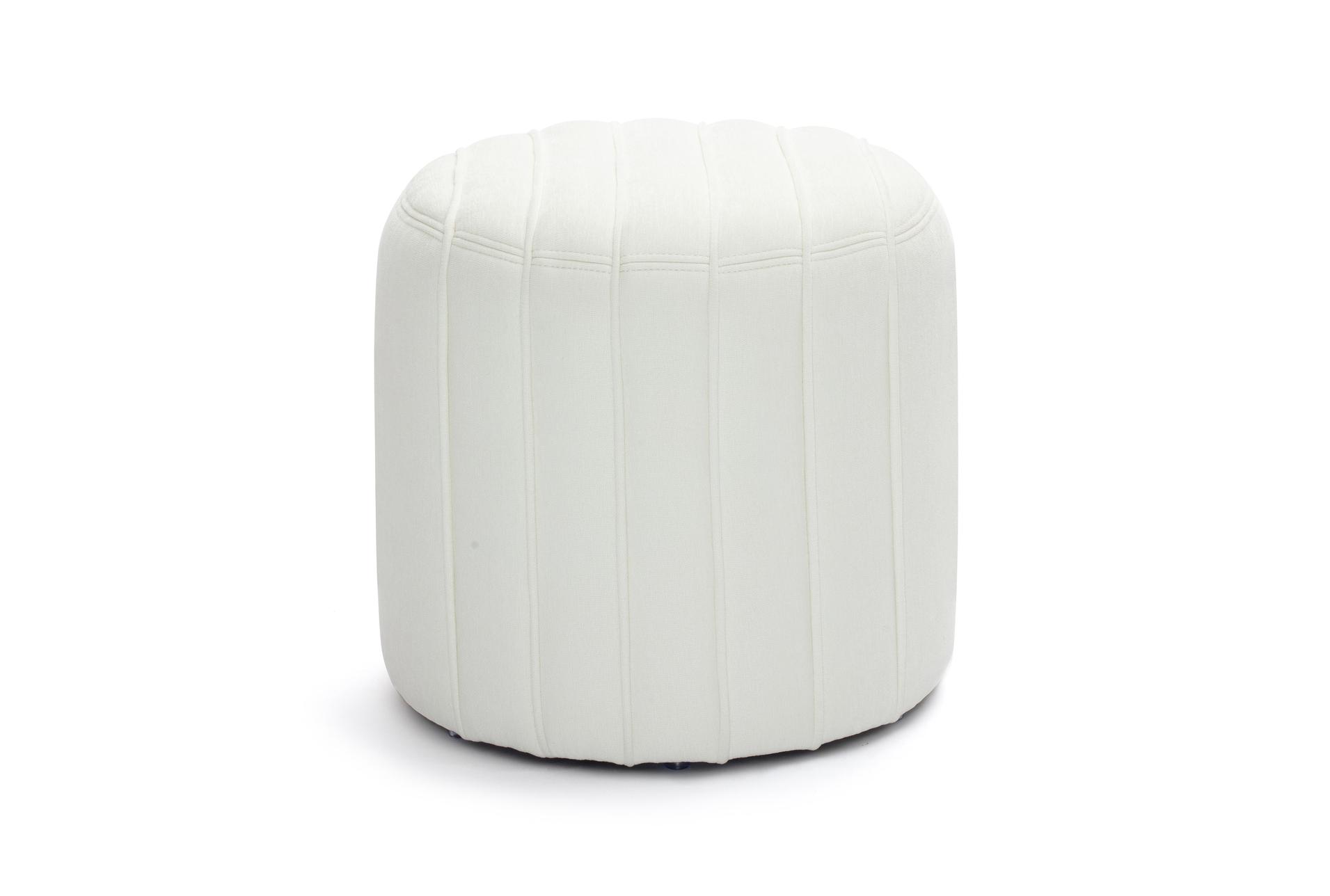 pouch cream chenille ottoman | round 7 pouch cream chenille ottoman | round