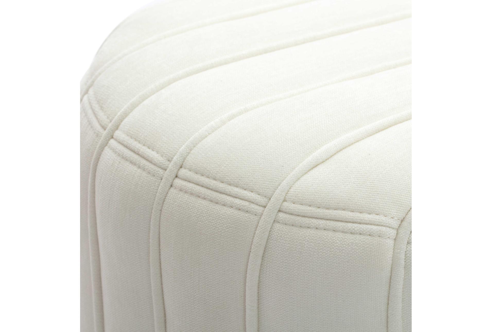 pouch cream chenille ottoman | round 8 pouch cream chenille ottoman | round
