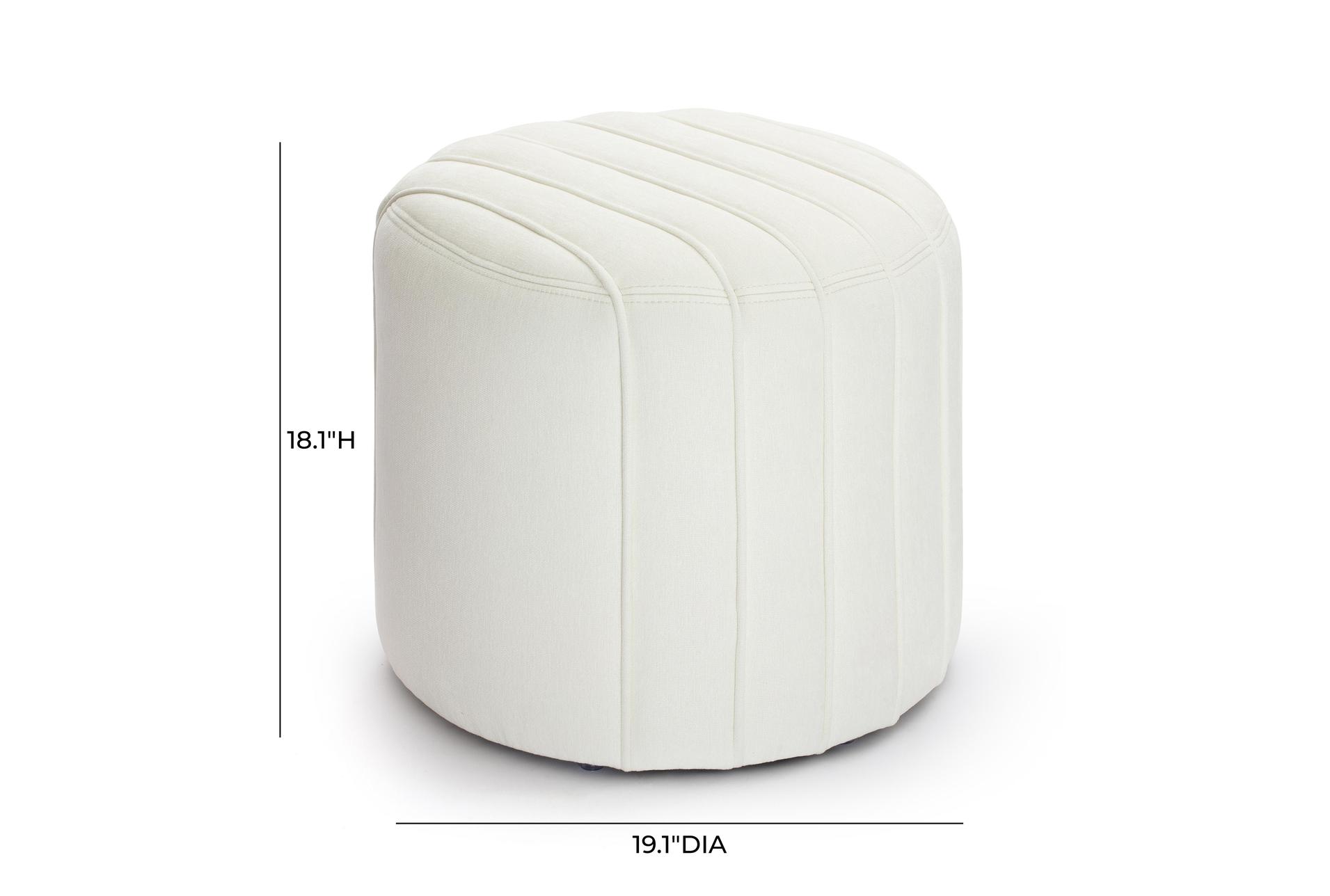 pouch cream chenille ottoman | round 9 pouch cream chenille ottoman | round