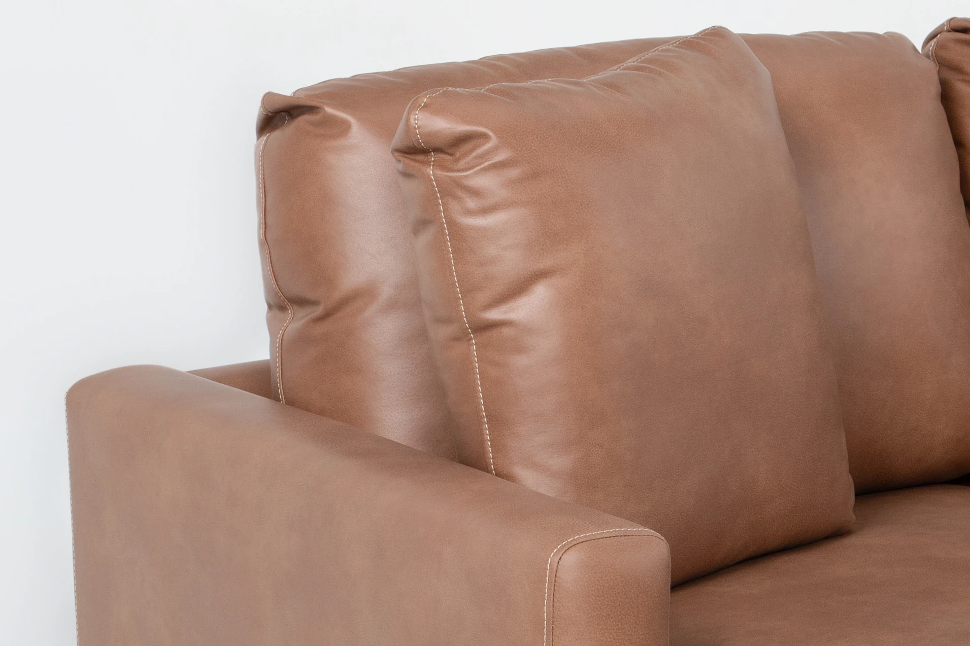 alicia saddle brown vegan faux leather 140" 4 piece sectional with right arm facing chaise | fabric | loose reversible back 11 alicia saddle brown vegan faux leather 140" 4 piece sectional with right arm facing chaise | fabric | loose reversible back