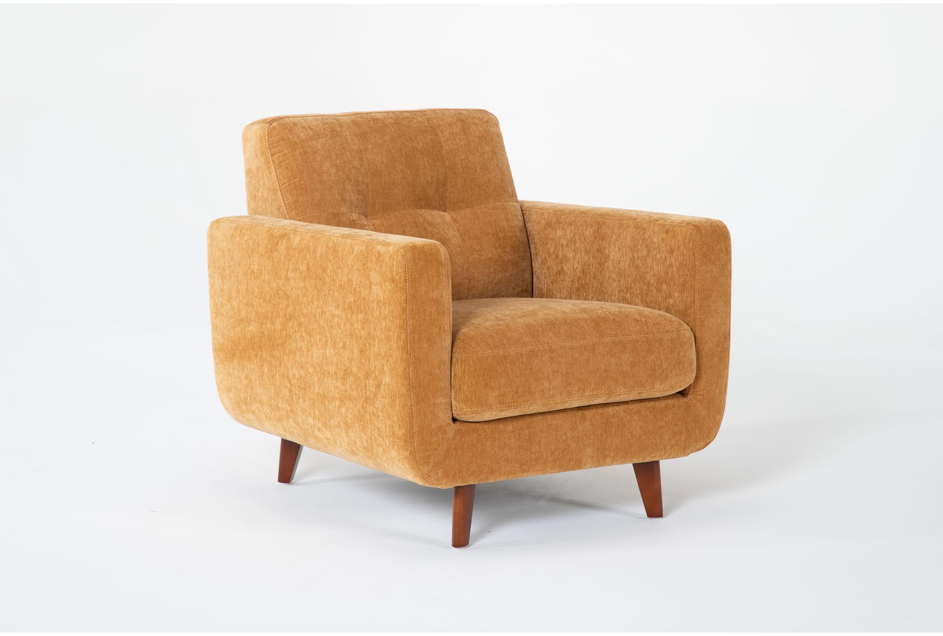 allie buttercup yellow fabric arm chair | armchair | tufted | club | with arms