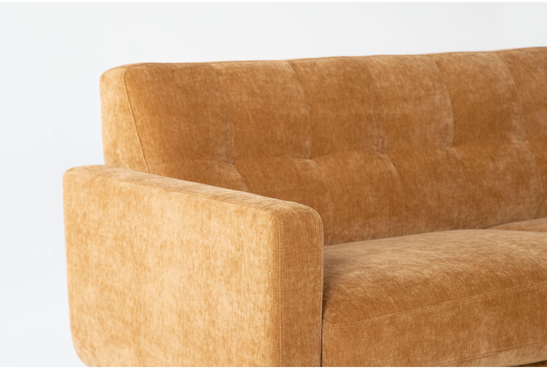 allie buttercup yellow gold fabric 108" 2 piece l-shaped sectional with right arm facing corner chaise | tufted | track arms 9 allie buttercup yellow gold fabric 108" 2 piece l-shaped sectional with right arm facing corner chaise | tufted | track arms