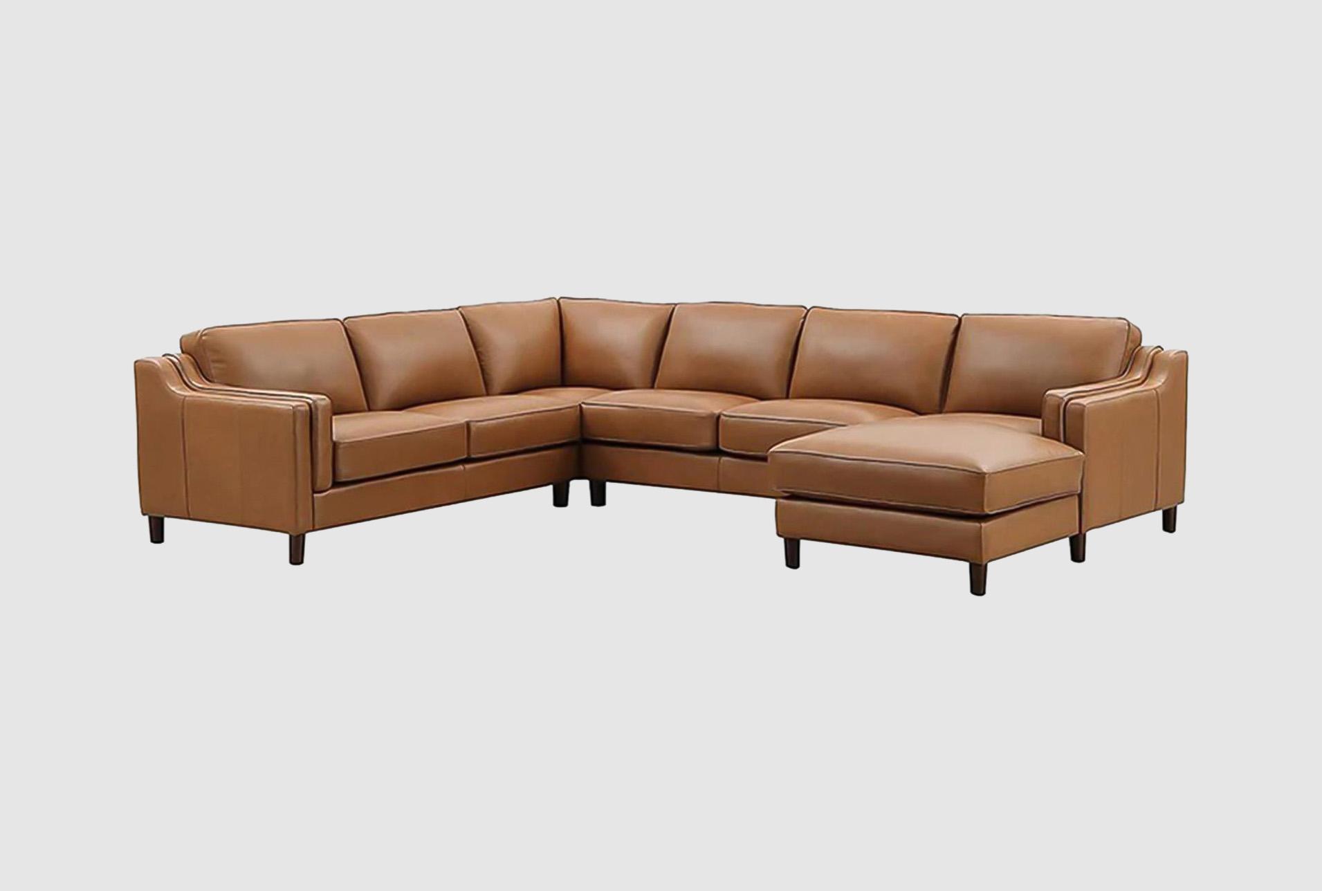 kristi brown 4 piece u-shape leather sectional with right chaise 1 kristi brown 4 piece u-shape leather sectional with right chaise