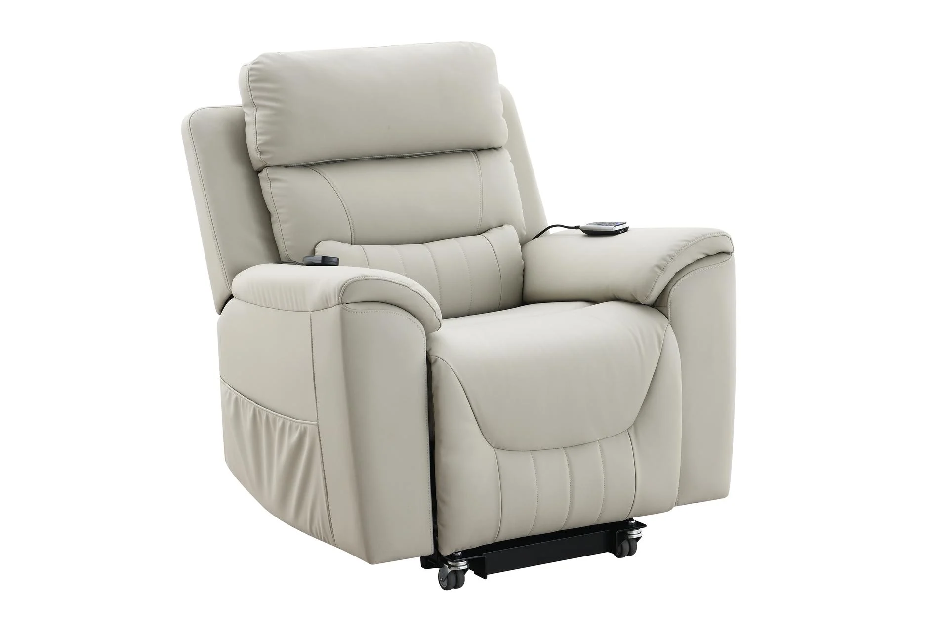 marsha light grey leather power recliner