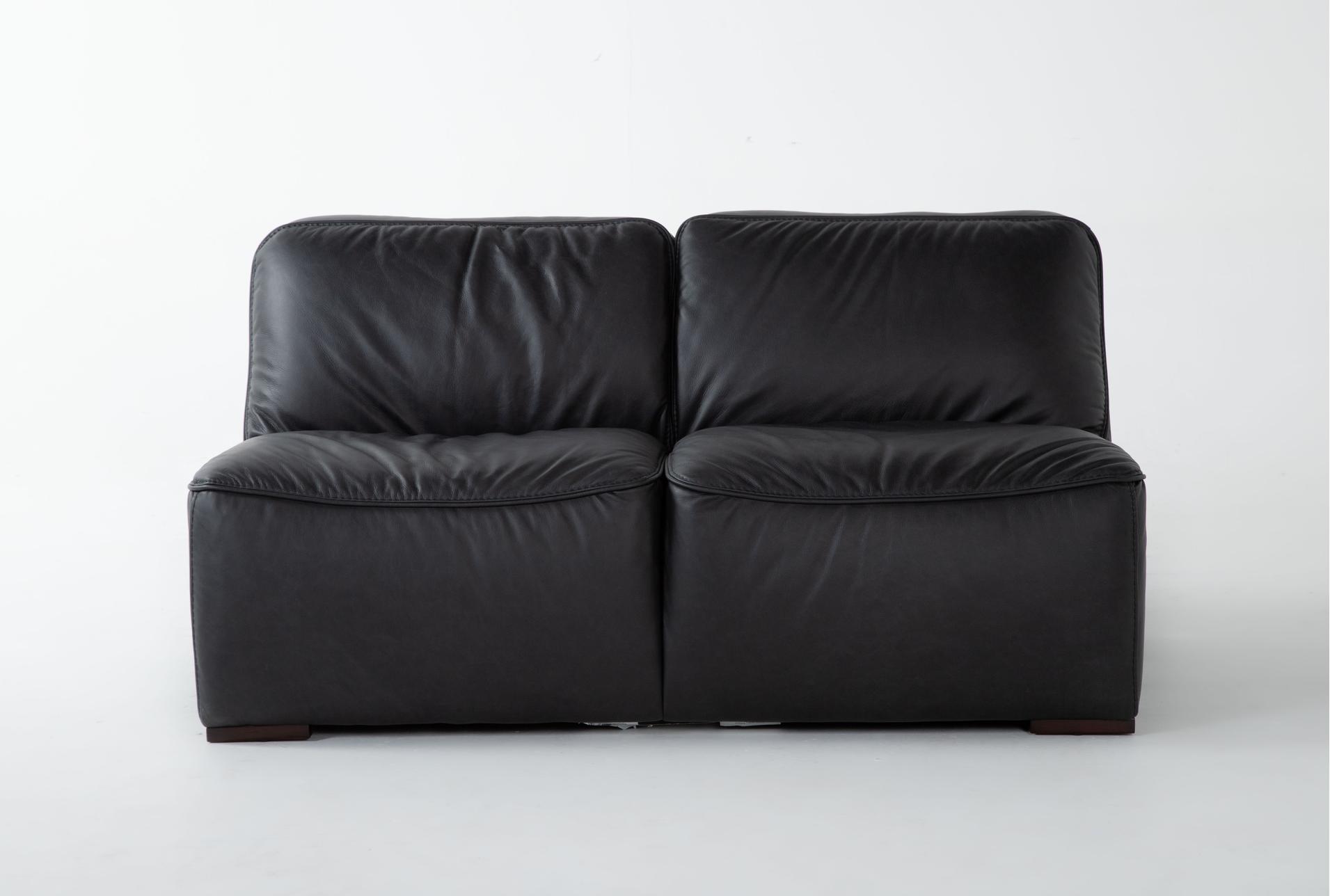 burton dark grey/black leather 62" armless loveseat 1 burton dark grey/black leather 62" armless loveseat