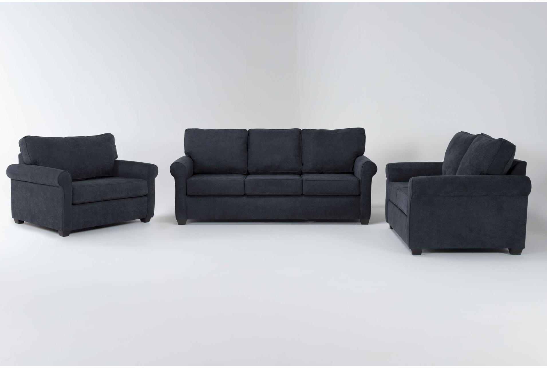 athos midnight navy blue fabric sofa/loveseat/twin memory foam arm chair sleeper set 1 athos midnight navy blue fabric sofa/loveseat/twin memory foam arm chair sleeper set