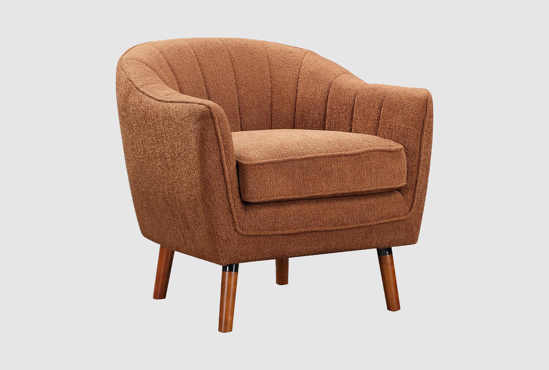kyrie rust brown fabric accent barrel arm chair | with arms | solid 1 kyrie rust brown fabric accent barrel arm chair | with arms | solid