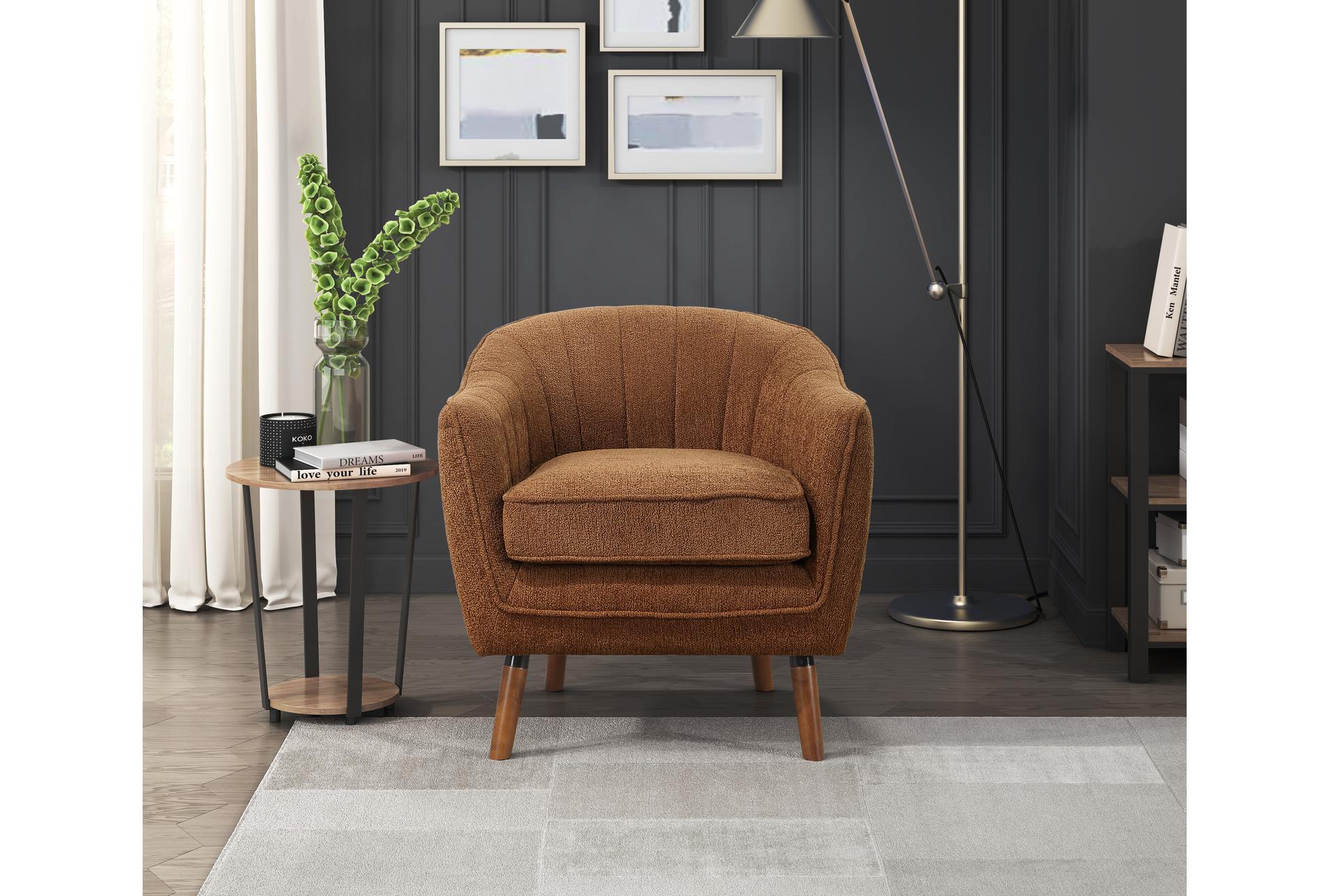 kyrie rust brown fabric accent barrel arm chair | with arms | solid 16 kyrie rust brown fabric accent barrel arm chair | with arms | solid
